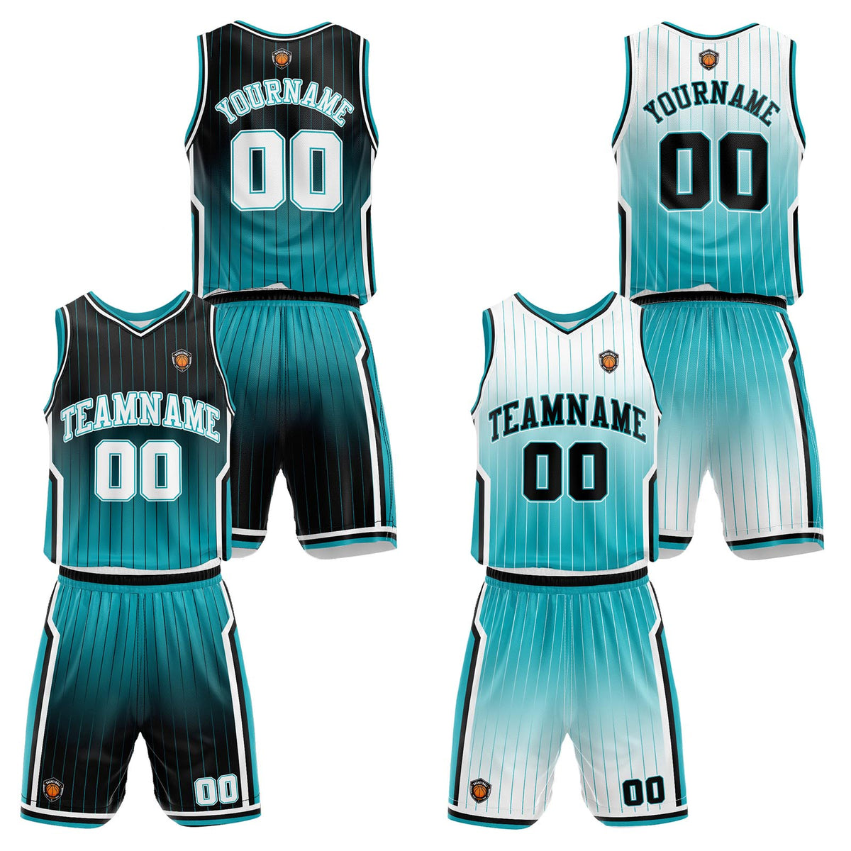 Benutzerdefinierte Teal Reversible Basketball Jersey Personalisierte Name Nummernlogo drucken