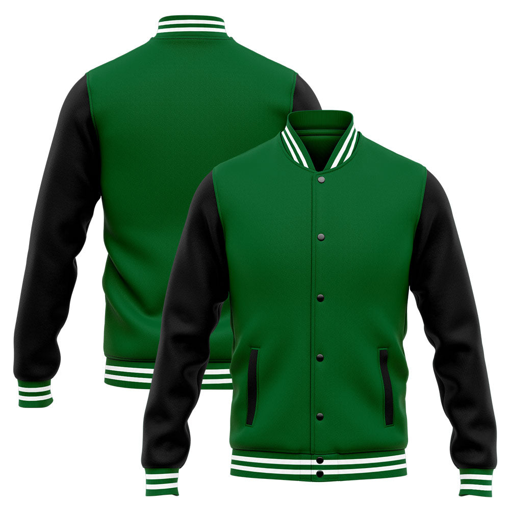Benutzerdefinierte Varsity-Jacke. Letterman-Jacke für Männer, Frauen und Jugendliche Grün Schwarz