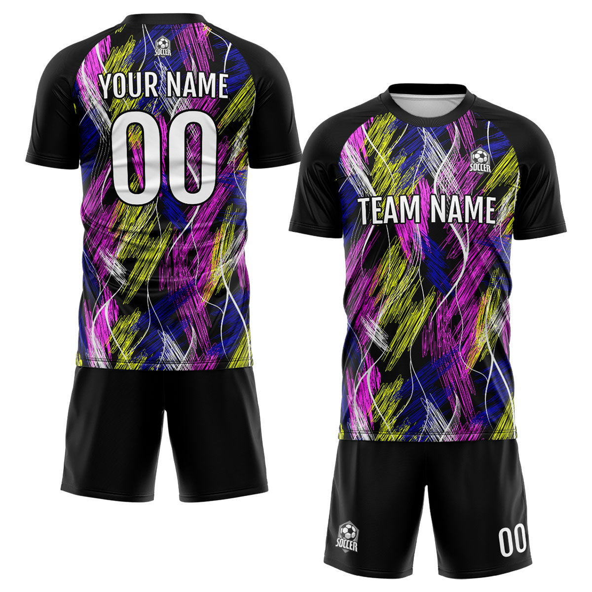 Benutzerdefinierte Schwarz Rosa Fußball Trikots für Männer Frauen Personalisierte Fußball Uniformen für Erwachsene und Kind