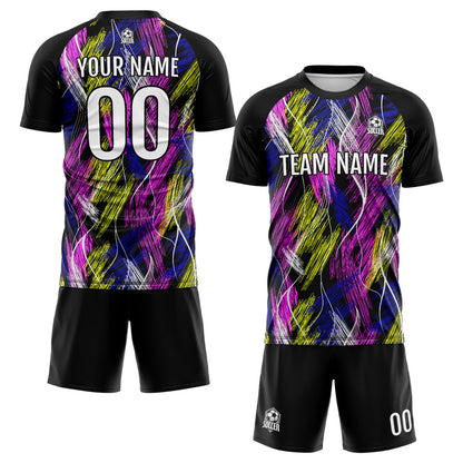 Benutzerdefinierte Schwarz Rosa Fußball Trikots für Männer Frauen Personalisierte Fußball Uniformen für Erwachsene und Kind