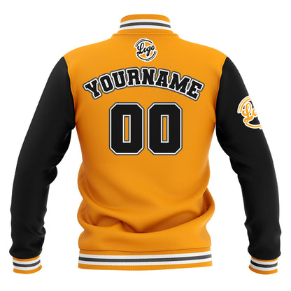 Benutzerdefiniert Schwarz Gelb Grau Wasserdichte Varsity Jacken Personalisiert genäht Name Nummer Logo zu Letterman Jacken