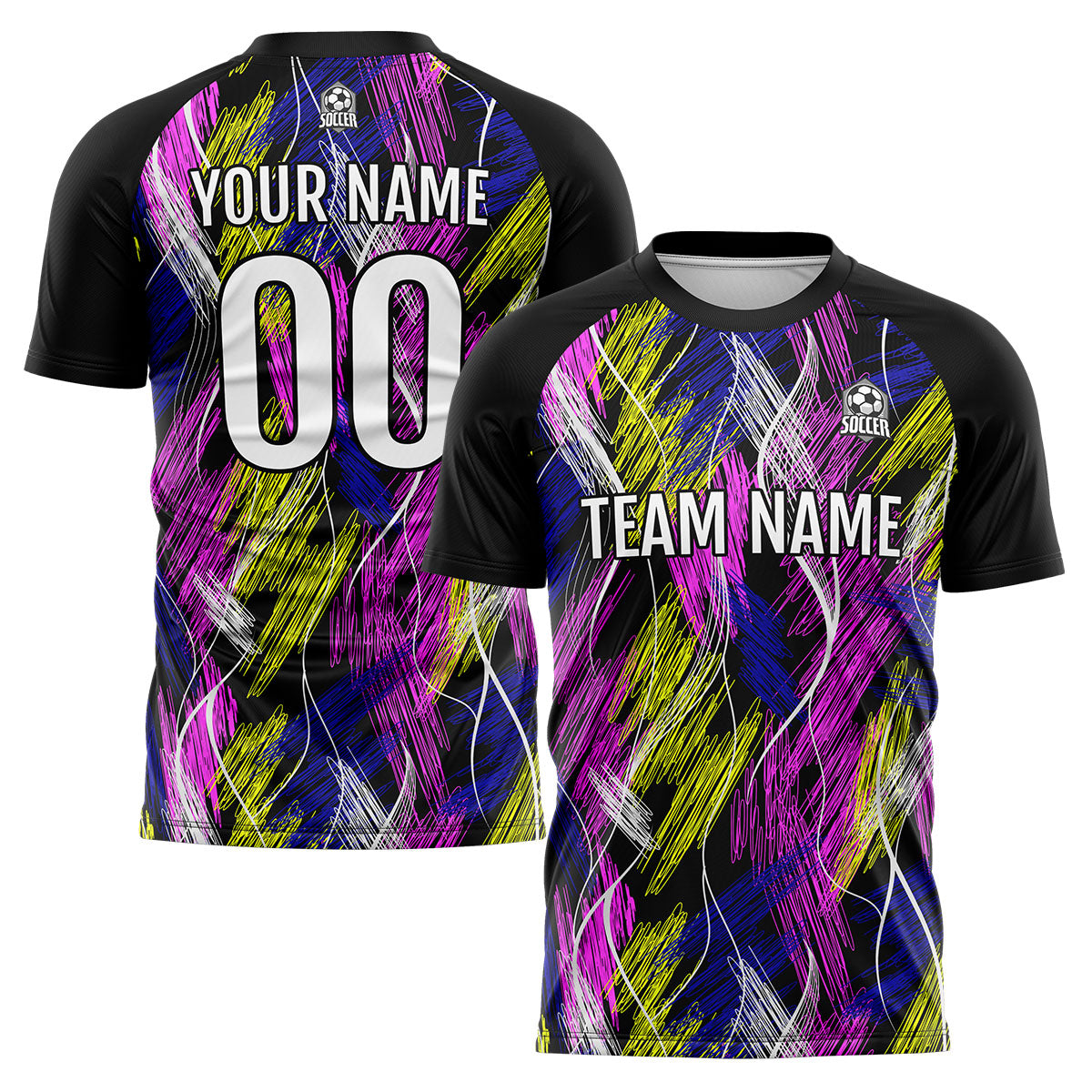 Benutzerdefinierte Schwarz Rosa Fußball Trikots für Männer Frauen Personalisierte Fußball Uniformen für Erwachsene und Kind
