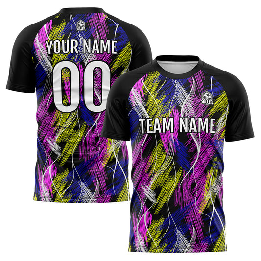Benutzerdefinierte Schwarz Rosa Fußball Trikots für Männer Frauen Personalisierte Fußball Uniformen für Erwachsene und Kind