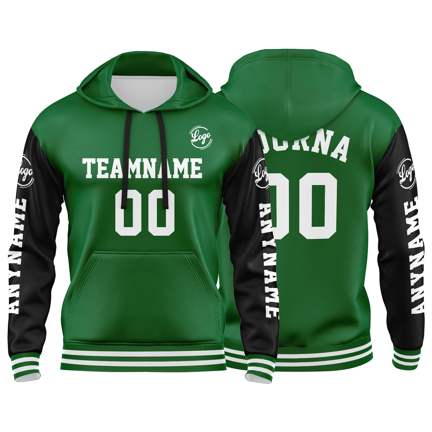 Benutzerdefinierter Grün Schwarz Hoodie für Mann, Frau, Mädchen, Junge. Drucken Sie Ihr Logo, Ihren Namen und Ihre Nummer