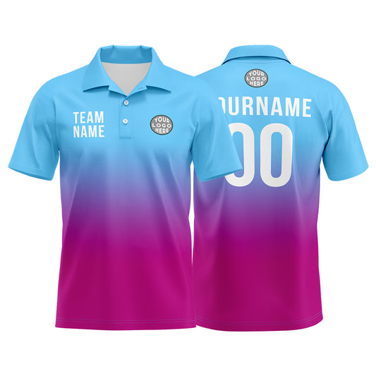 Benutzerdefinierte Hellblau Rosa Lila Fußball Polo-Shirts Fügen Sie Ihr Einzigartiges hinzu Logo/Name/Nummer