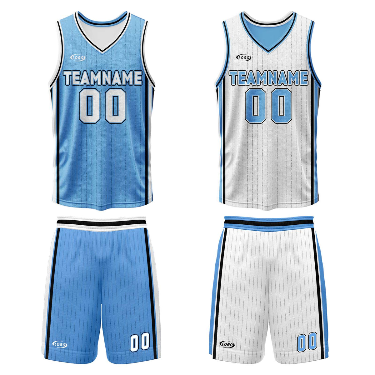 Benutzerdefinierte Blau Weiß Reversible Basketball Jersey Personalisierte Drucken Name Nummer Logo