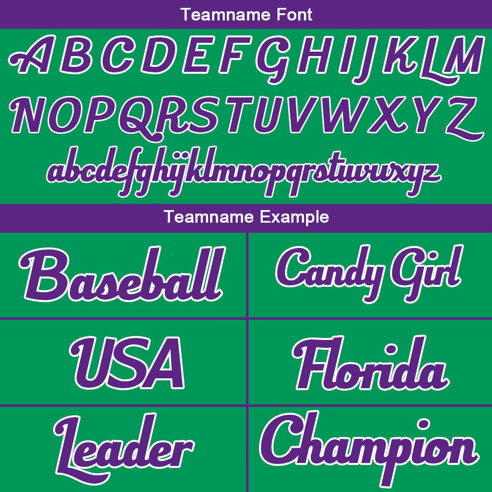 Benutzerdefinierte Authentisch Baseball-Trikot Grün- Lila