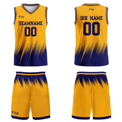 Benutzerdefinierter Gelb Blau Basketball Jersey Uniform Anzug gedruckt Ihr Logo Name Nummer