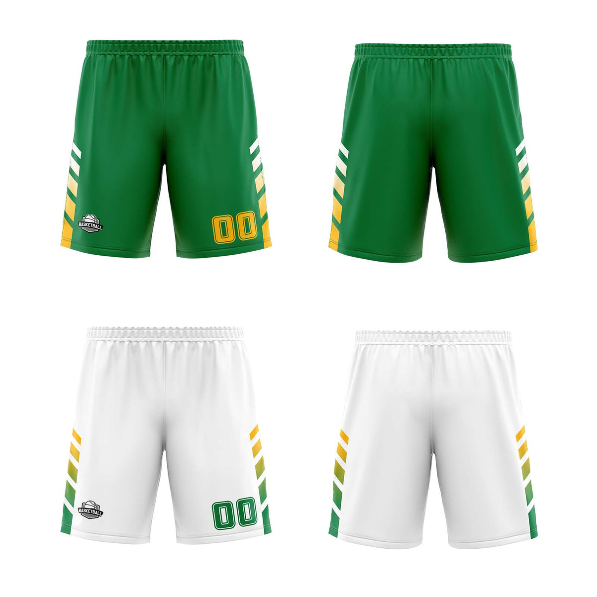 Benutzerdefinierte Grün Weiß Gelb Reversible Basketball Jersey Personalisierte Print Name Nummer Logo