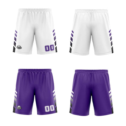 Benutzerdefinierte Weiß Violett Schwarz Reversible Basketball Jersey Personalisierte Print Name Nummer Logo