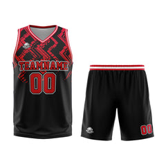 Benutzerdefinierter Schwarz Rot Basketball Jersey Uniform Anzug gedruckt Ihr Logo Name Nummer