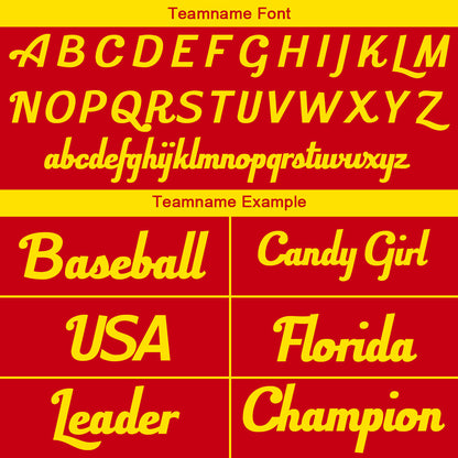 Benutzerdefinierte Authentisch Baseball-Trikot Rot Gelb