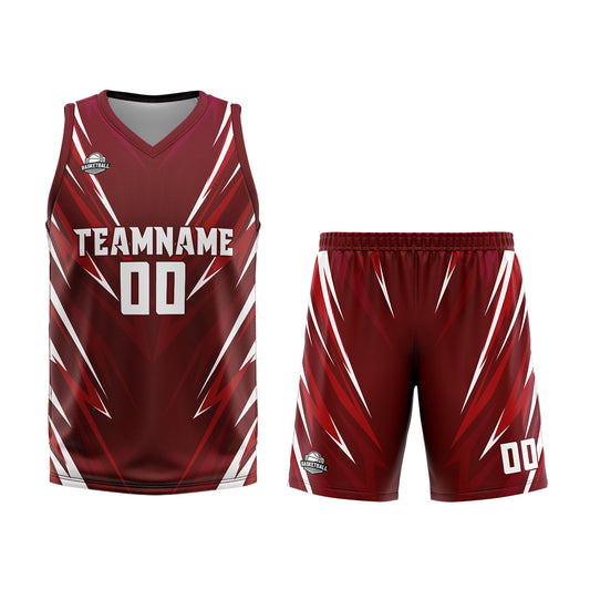 Benutzerdefinierter Dunkelrot Basketball Jersey Uniform Anzug gedruckt Ihr Logo Name Nummer