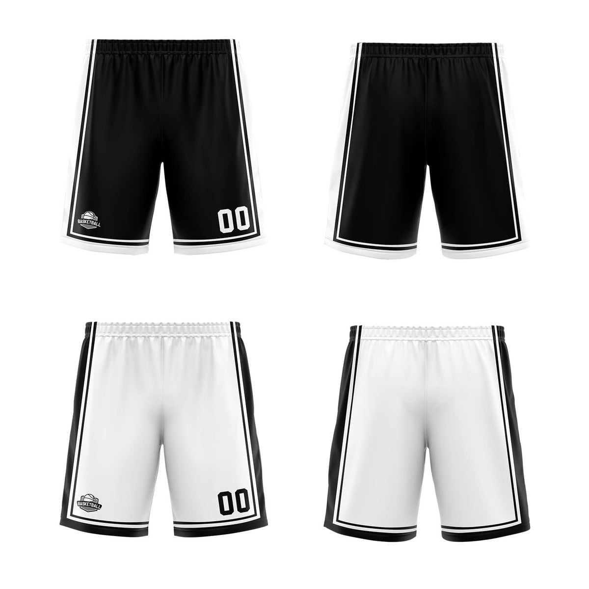 Benutzerdefinierte Schwarz Weiß Reversible Basketball Jersey Personalisierte Print Name Nummer Logo