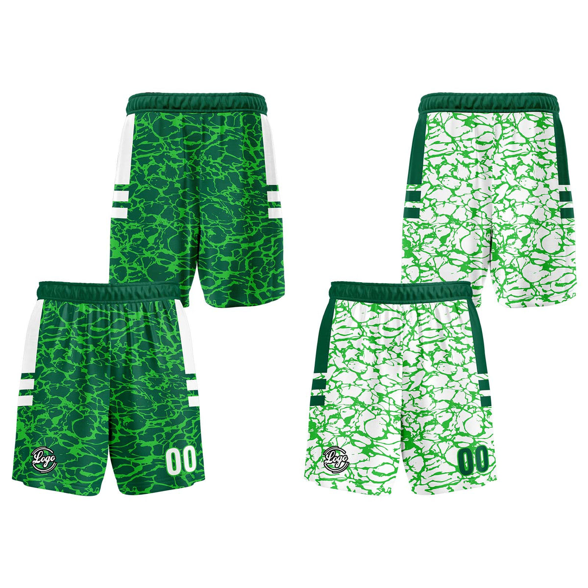 Benutzerdefinierte Grün Reversible Basketball Jersey Personalisierte Print Name Nummer Logo