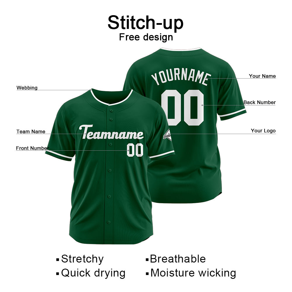 Benutzerdefinierte Authentisch Baseball-Trikot Dunkelgrün-Weiß