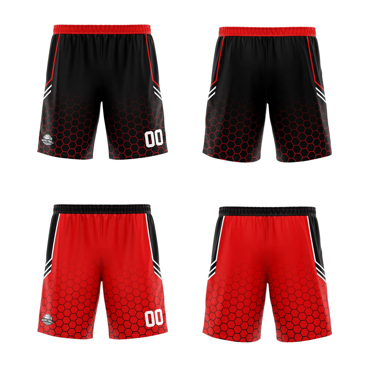 Benutzerdefinierte Schwarz Rot Reversible Basketball Jersey Personalisierte Print Name Nummer Logo