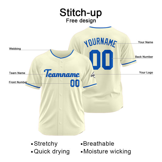 Benutzerdefinierte Authentisch Baseball-Trikot Creme-königlich