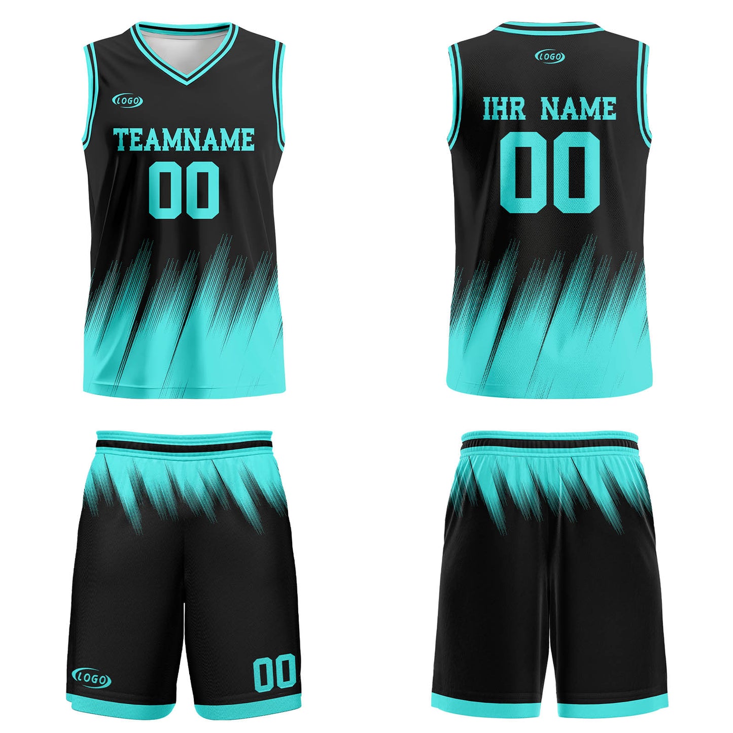 Benutzerdefinierter Schwarz Petrol Basketball Jersey Uniform Anzug gedruckt Ihr Logo Name Nummer