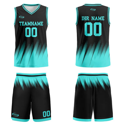 Benutzerdefinierter Schwarz Petrol Basketball Jersey Uniform Anzug gedruckt Ihr Logo Name Nummer