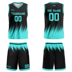 Benutzerdefinierter Schwarz Petrol Basketball Jersey Uniform Anzug gedruckt Ihr Logo Name Nummer