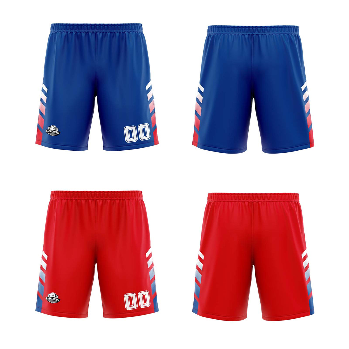 Benutzerdefinierte Königlich Rot Weiß Reversible Basketball Jersey Personalisierte Print Name Nummer Logo