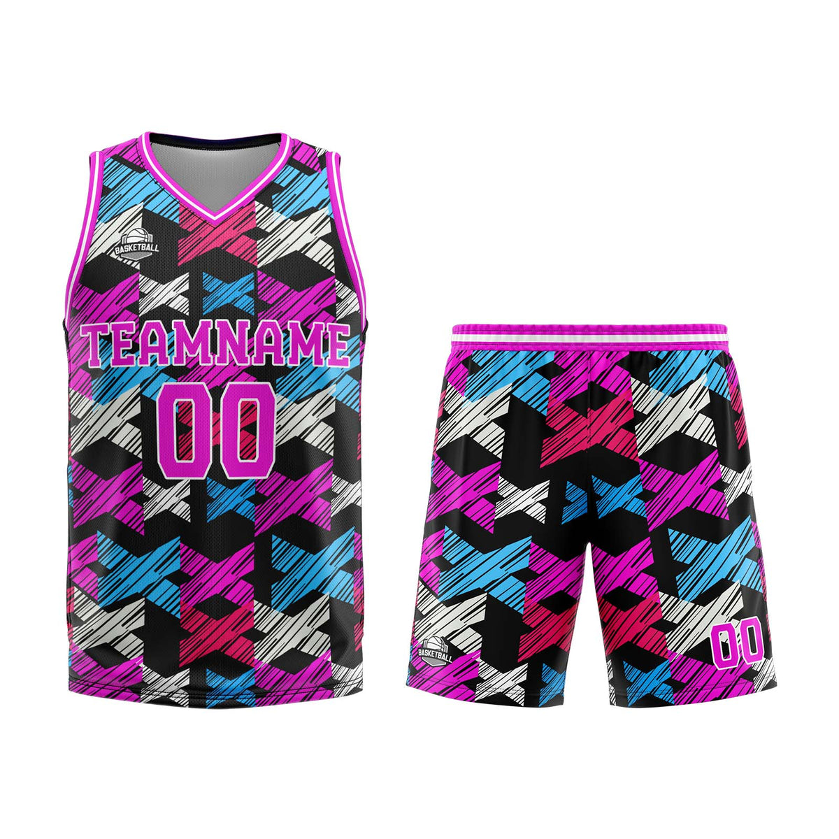 Benutzerdefinierter Rosa Basketball Jersey Uniform Anzug gedruckt Ihr Logo Name Nummer