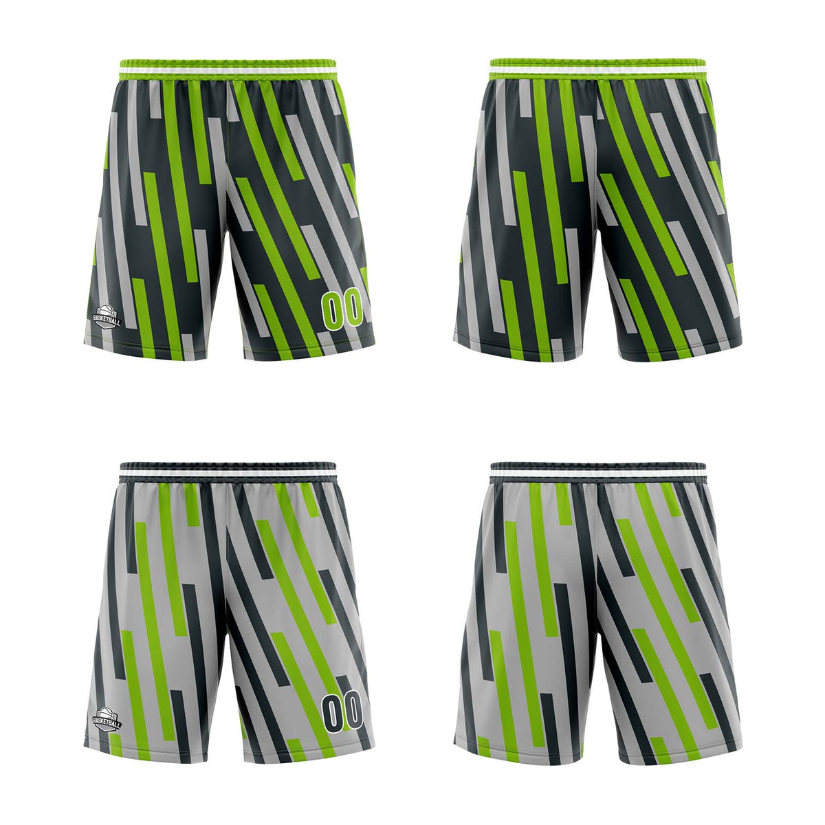 Benutzerdefinierte Grün Grau Reversible Basketball Jersey Personalisierte Print Name Nummer Logo
