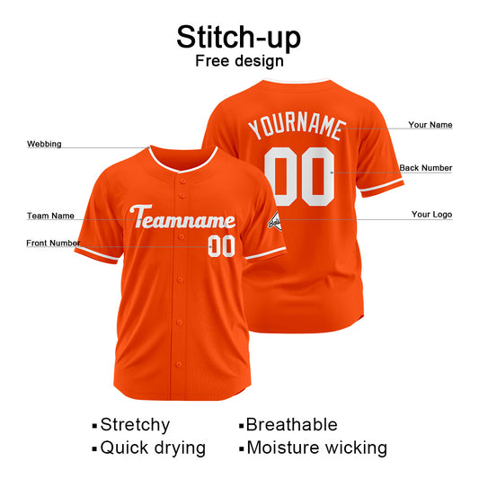 Benutzerdefinierte Authentisch Baseball-Trikot Orange-Weiß