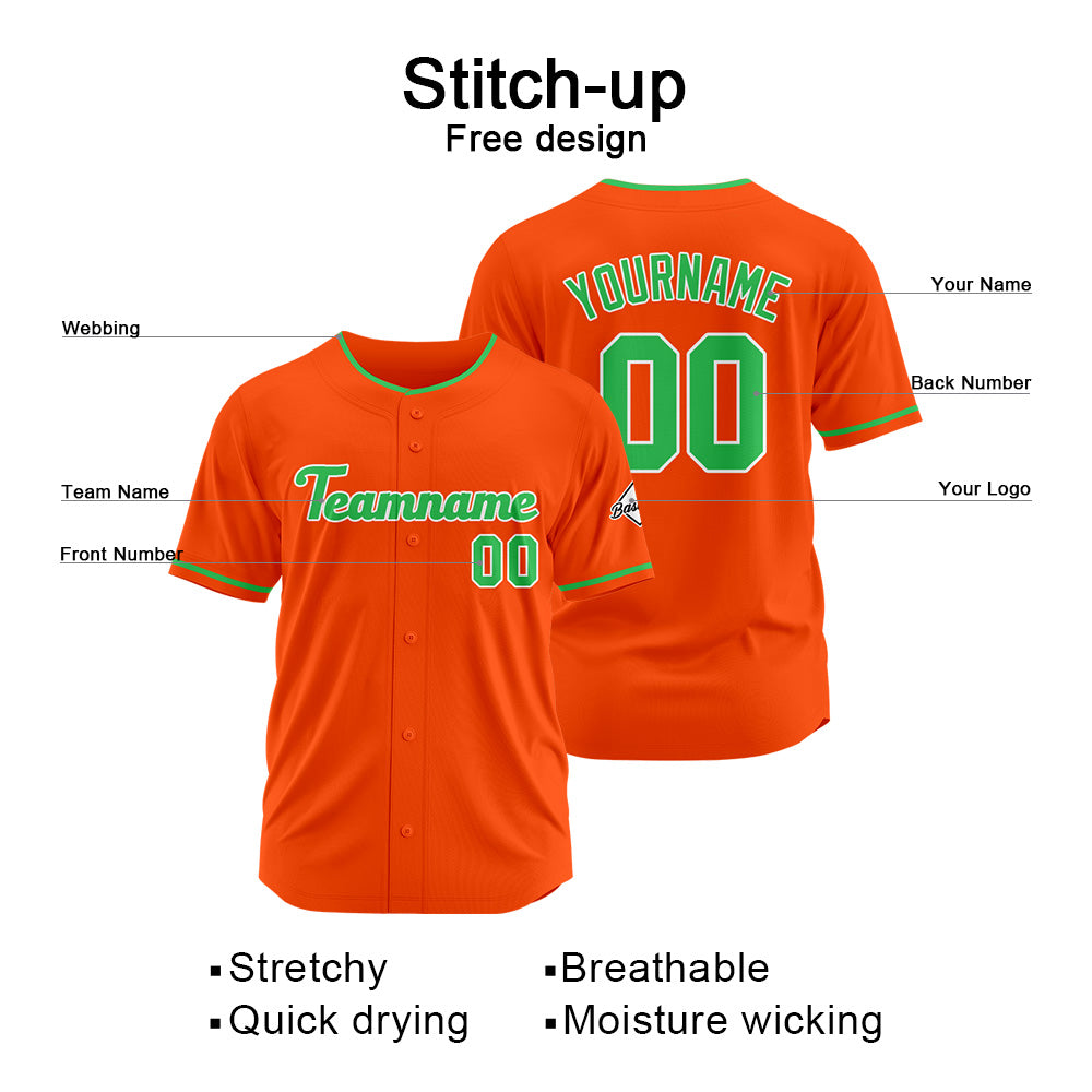 Benutzerdefinierte Authentisch Baseball-Trikot Orange-Green