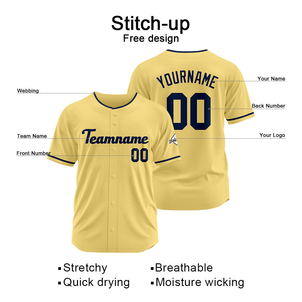 Benutzerdefinierte Authentisch Baseball-Trikot Gold-Marine