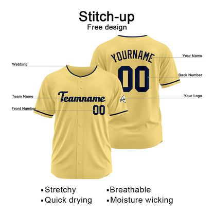 Benutzerdefinierte Authentisch Baseball-Trikot Gold-Marine
