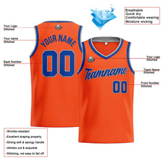 Benutzerdefinierte Authentisch  Basketball Trikot Orange-Royal-Grau