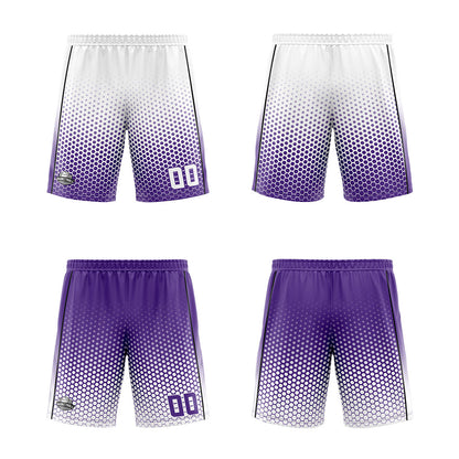 Benutzerdefinierte Weiß Lila Schwarz Reversible Basketball Jersey Personalisierte Print Name Nummer Logo