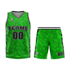 Benutzerdefinierter Grün Schwarz Basketball Jersey Uniform Anzug gedruckt Ihr Logo Name Nummer