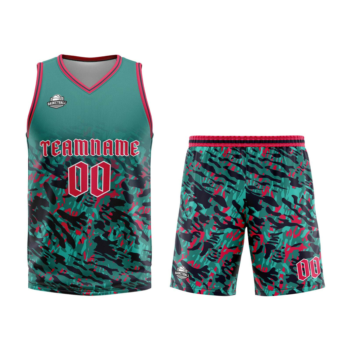 Benutzerdefinierter Grün Rot Basketball Jersey Uniform Anzug gedruckt Ihr Logo Name Nummer