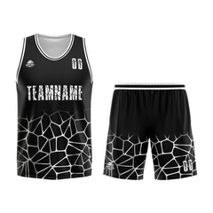 Benutzerdefinierter Basketball Jersey Uniform Anzug gedruckt Ihr Logo Name Nummer Schwarz&Weiß