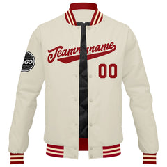 Benutzerdefinierte Verlauf Varsity-Jacke. Letterman-Jacke Rot Creme