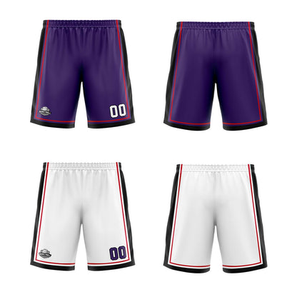 Benutzerdefinierte Lila Weiß Rot Reversible Basketball Jersey Personalisierte Print Name Nummer Logo