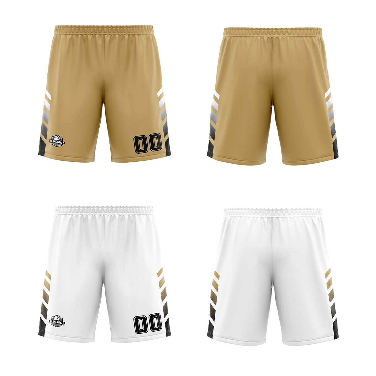 Benutzerdefinierte Gold Weiß Schwarz Reversible Basketball Jersey Personalisierte Print Name Nummer Logo