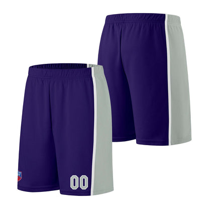 Individuelle Basketball-Jersey-Shorts für Männer und Frauen. Gestickter und gedruckter Name, Nummer und Logo Lila