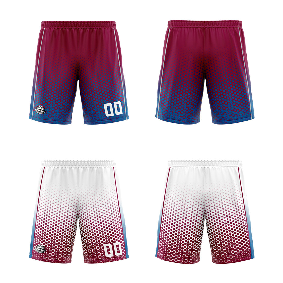 Benutzerdefinierte Rot Weiß Blau Reversible Basketball Jersey Personalisierte Print Name Nummer Logo