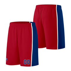 Individuelle Basketball-Jersey-Shorts für Männer und Frauen. Gestickter und gedruckter Name, Nummer und Logo Rot