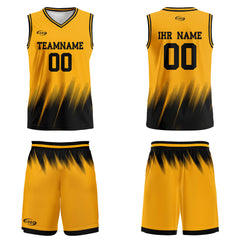 Benutzerdefinierter Gelb Schwarz Basketball Jersey Uniform Anzug gedruckt Ihr Logo Name Nummer