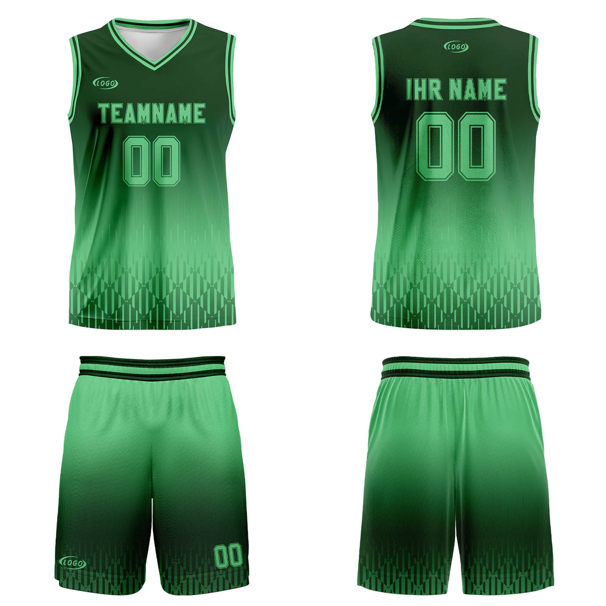 Benutzerdefinierter Olivgrün Grün Farbverlauf Basketball Jersey Uniform Anzug gedruckt Ihr Logo Name Nummer