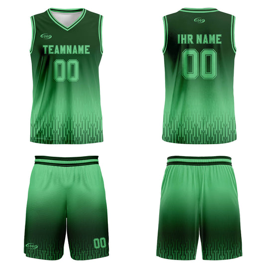 Benutzerdefinierter Olivgrün Grün Farbverlauf Basketball Jersey Uniform Anzug gedruckt Ihr Logo Name Nummer