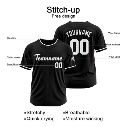 Benutzerdefinierte Authentisch Baseball-Trikot Schwarz-Weiss