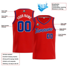 Benutzerdefinierte Authentisch  Basketball Trikot Rot-Royal