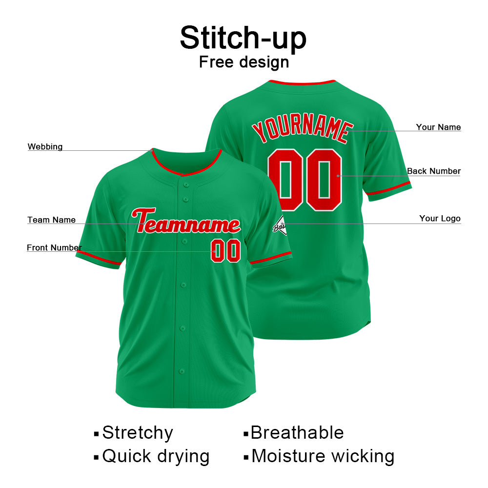 Benutzerdefinierte Authentisch Baseball-Trikot Grün-Rot