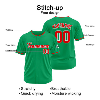 Benutzerdefinierte Authentisch Baseball-Trikot Grün-Rot
